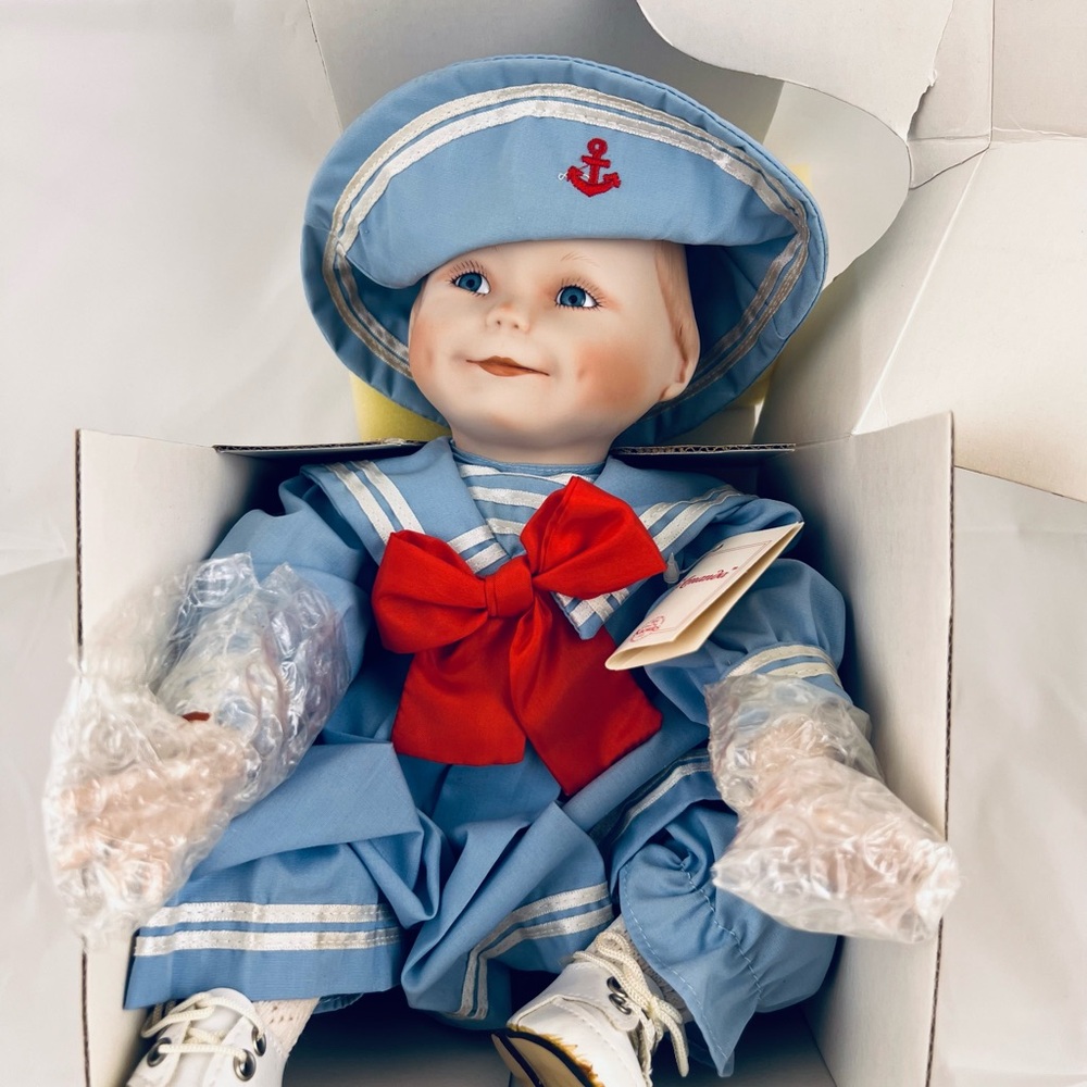 Knowles Blue and Red Nautical Doll with Accessories